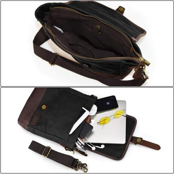 Messenger Bag for Men and Women Canvas Purse Crossbody Shoulder Bag - Picture 7 of 8